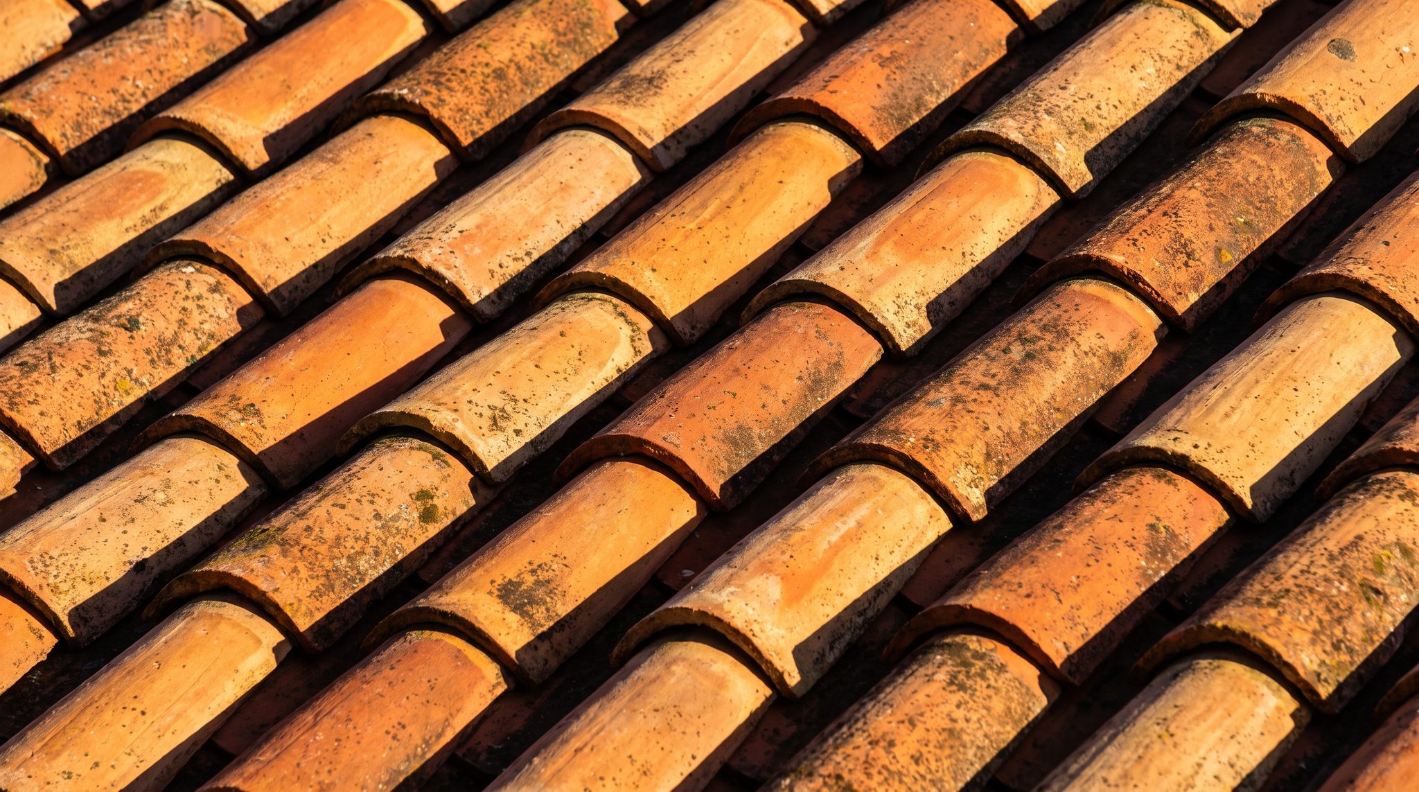 Close-up of terracotta barrel tile roofing on a South Florida home